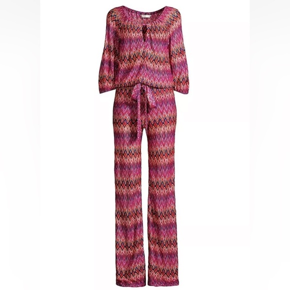 New Trina Turk Jet Set Jungle Exploration Chevron Stripe Drawstring Jumpsuit XS - Picture 3 of 16